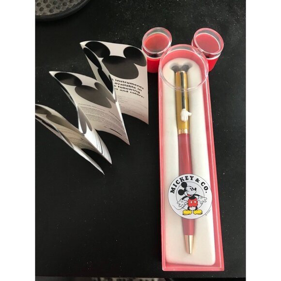 Vtg Mickey Mouse Writing Instrument Roller Ball Pen Disney Colibri Red Yellow - Picture 2 of 10